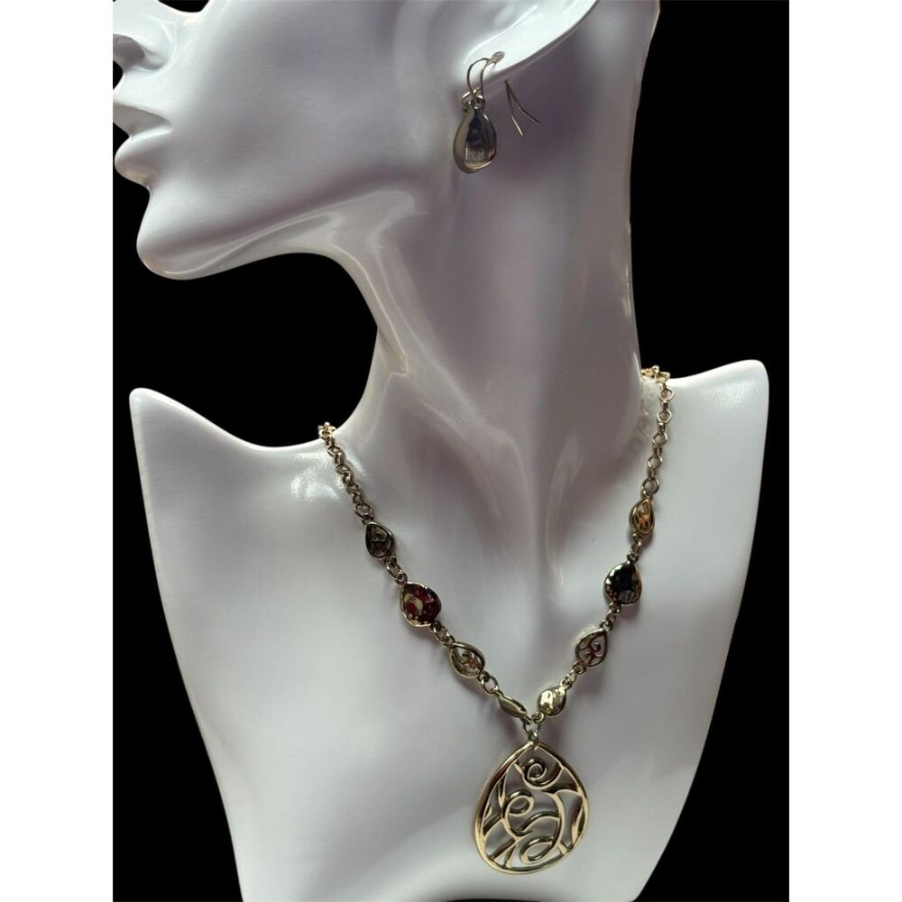 Teardrop Pendant Necklace & Matching Earrings Set